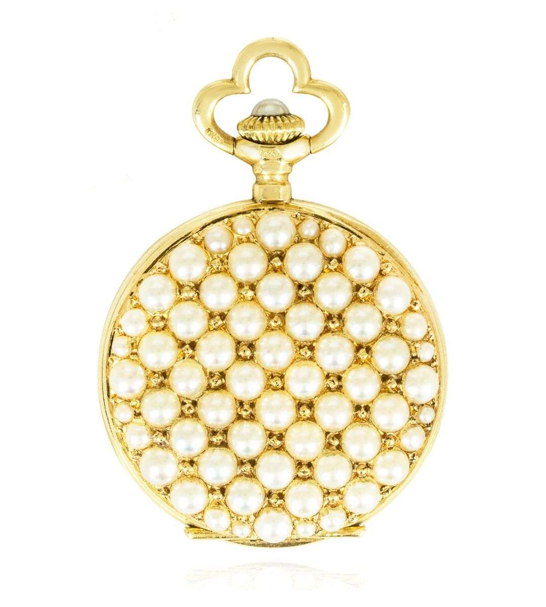 Paul Ditisheim. A Gold Seed Pearl Set Fob Watch C1880